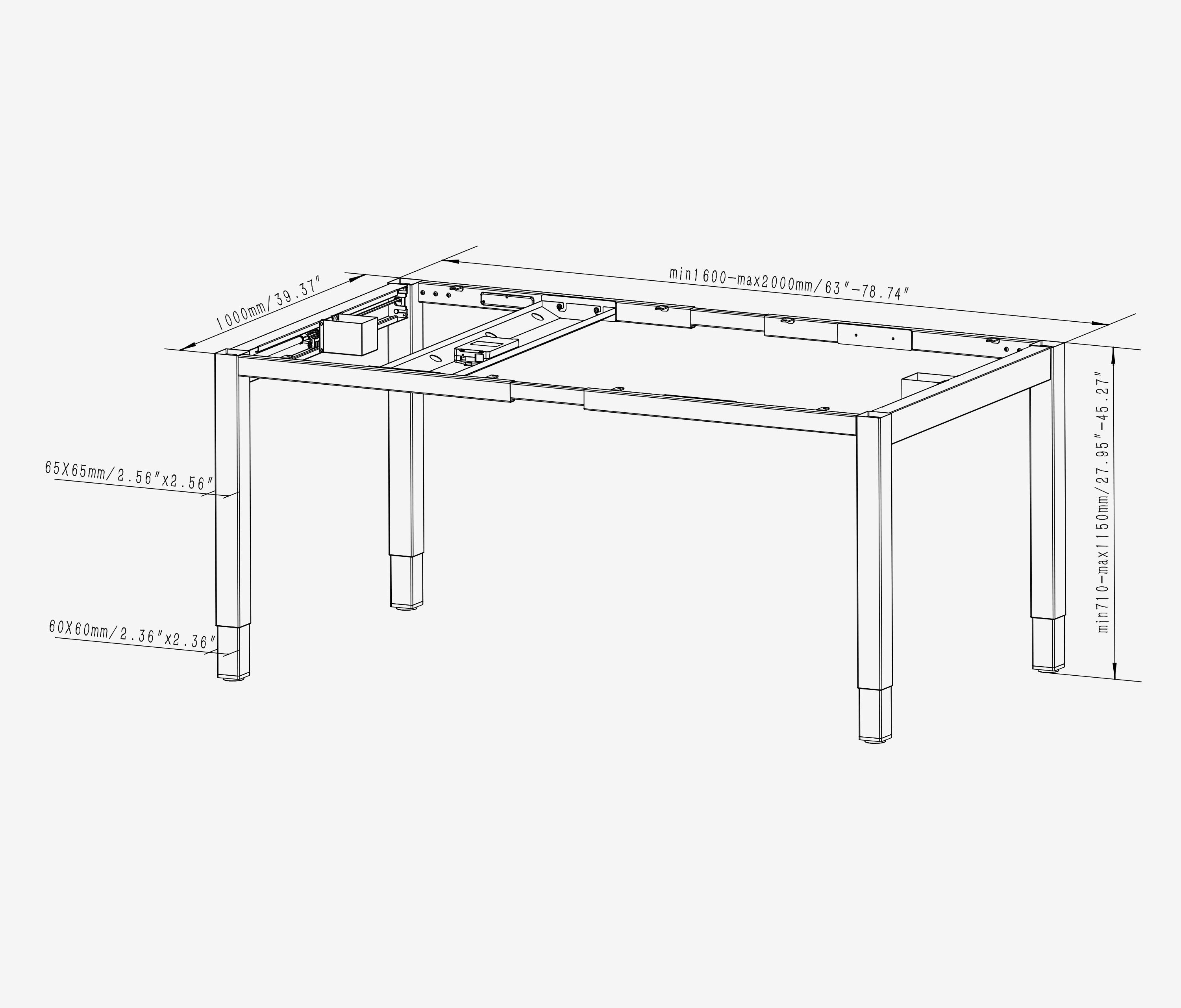PRIMUS 4-Bein Schreibtisch Weiß Buche 1600 x 1000 x 25 mm 