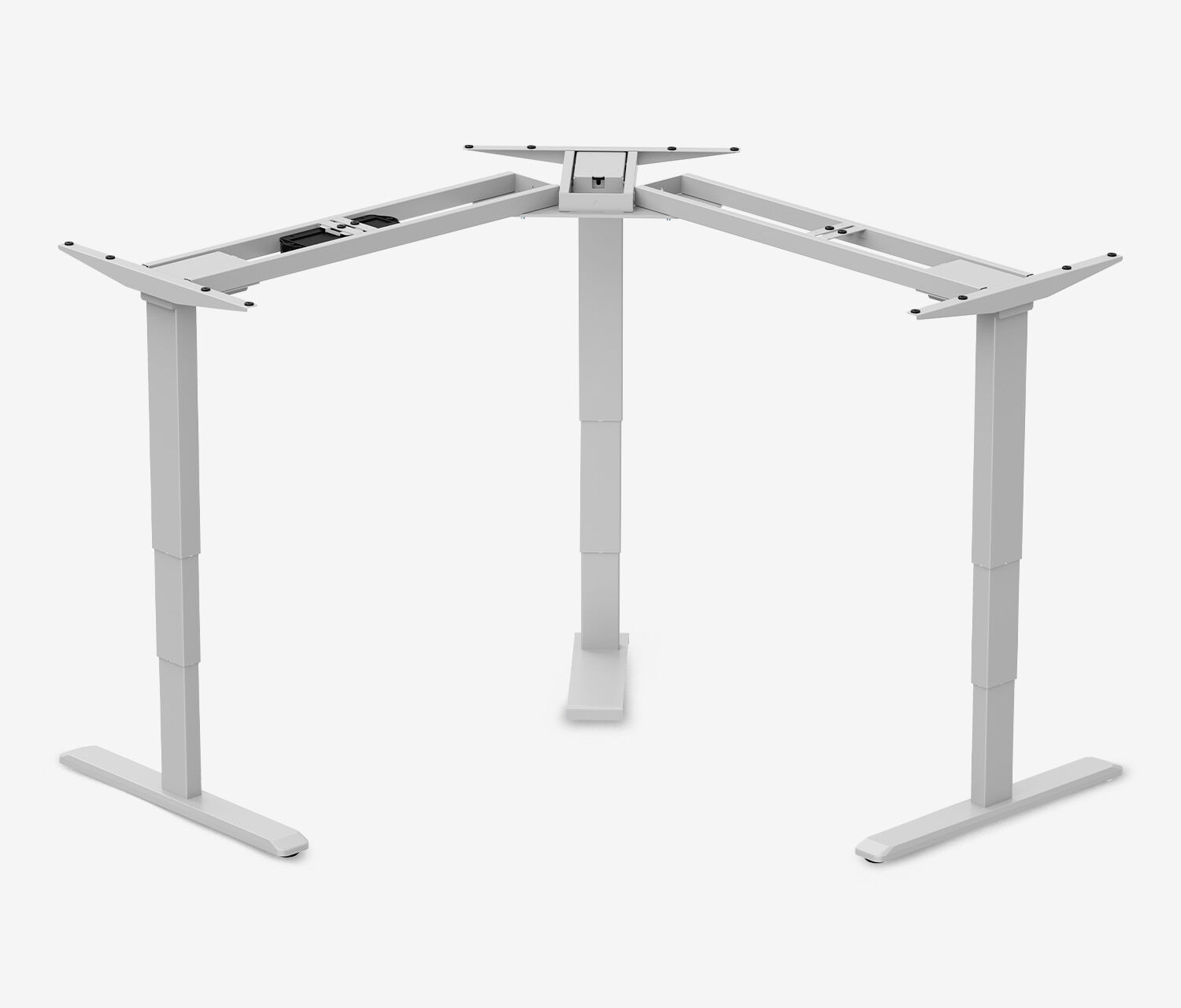 PRIMUS Winkelschreibtisch, Gestell Grau, Tischplatte 1400 x 800 x 25 mm Topweiß