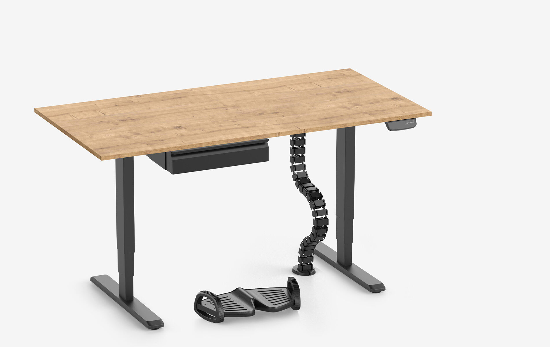 PRIMUS Schreibtisch + Schublade, Kabelschlange & Fußstütze PRIMUS Schreibtisch + Schublade, Kabelschlange & Fußstütze