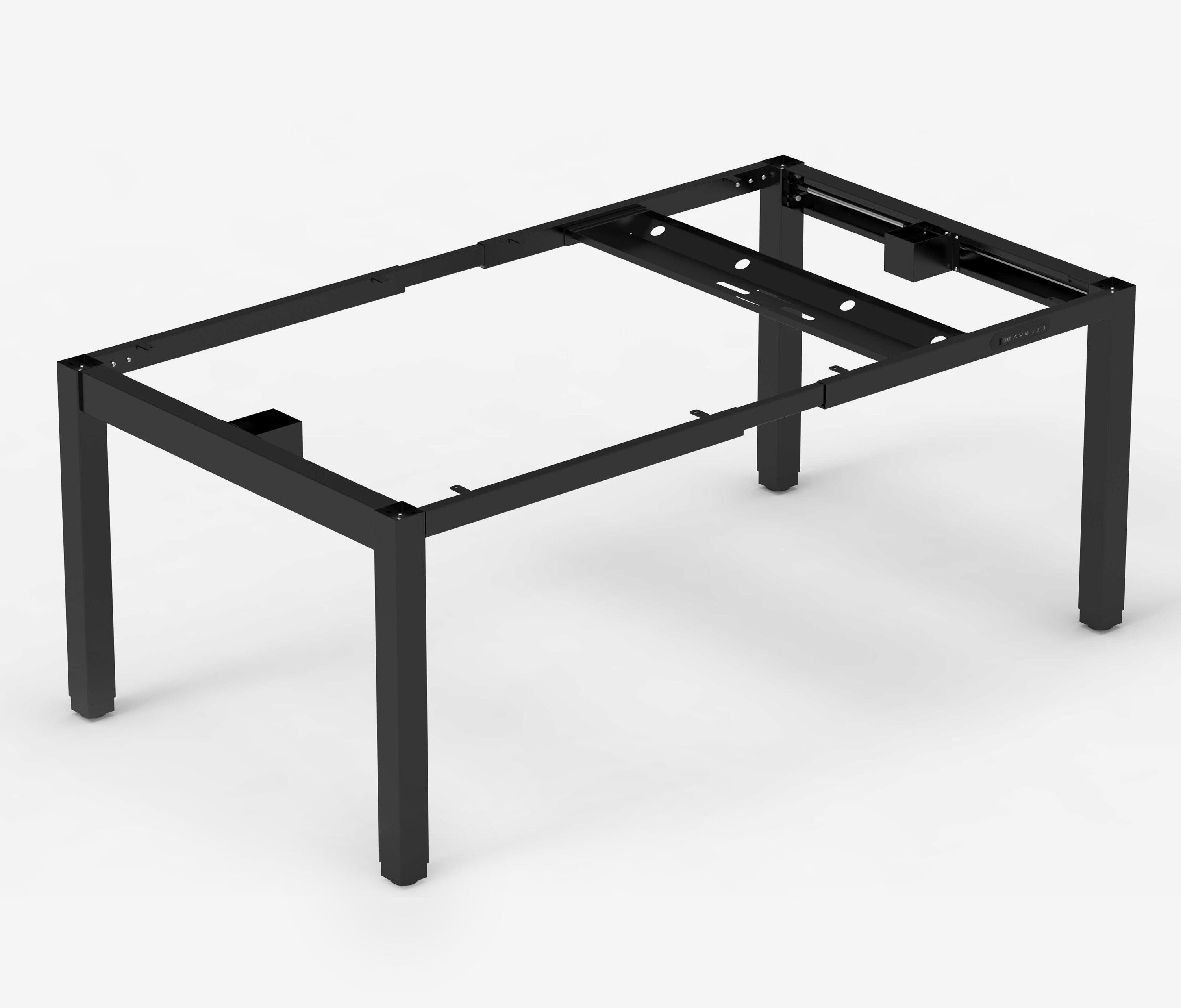 PRIMUS 4-Bein Schreibtisch Schwarz Topweiß 1600 x 800 x 25 mm 