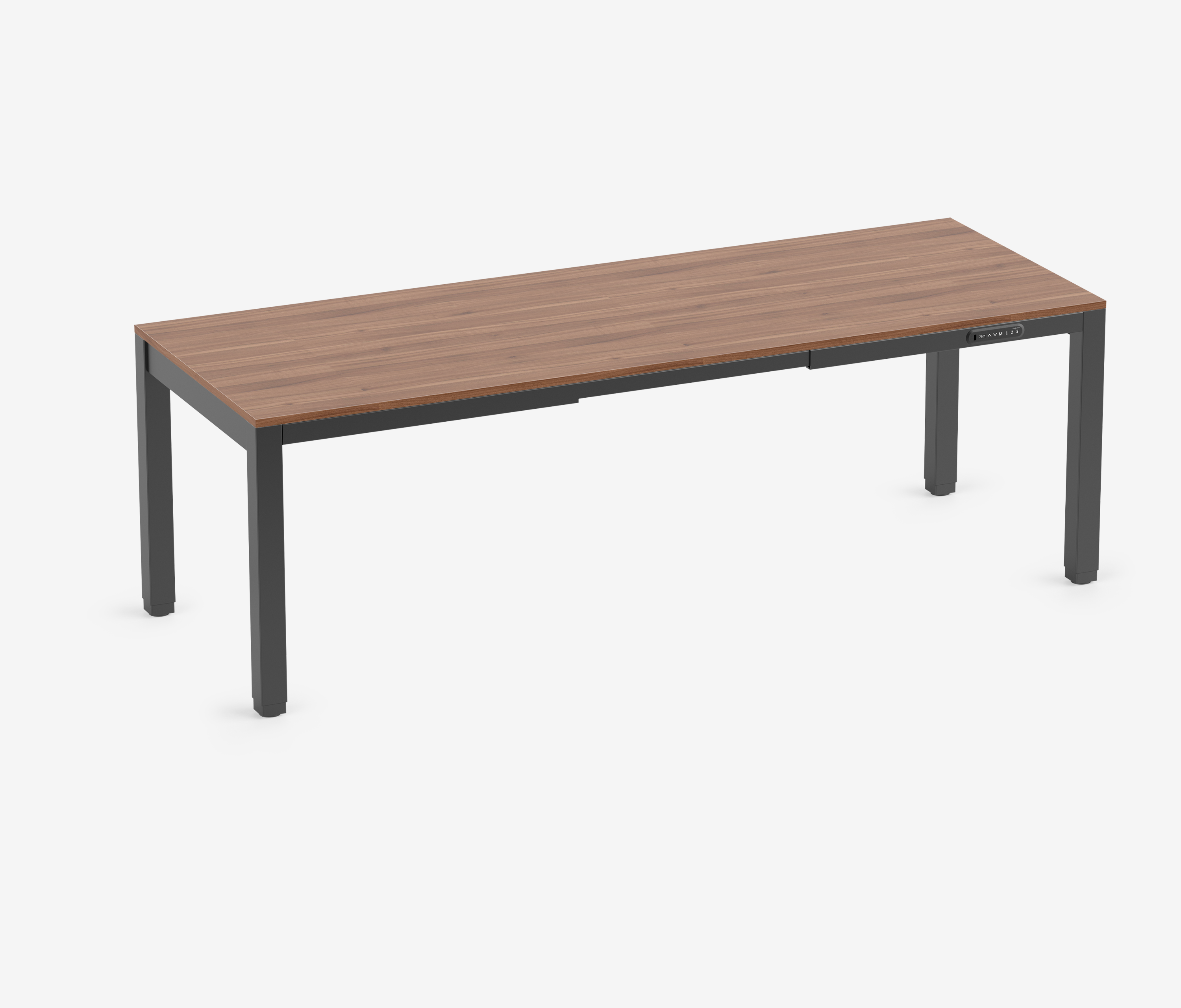 PRIMUS 4-Bein Schreibtisch Schwarz Nussbaum 2200 x 800 x 25 mm 