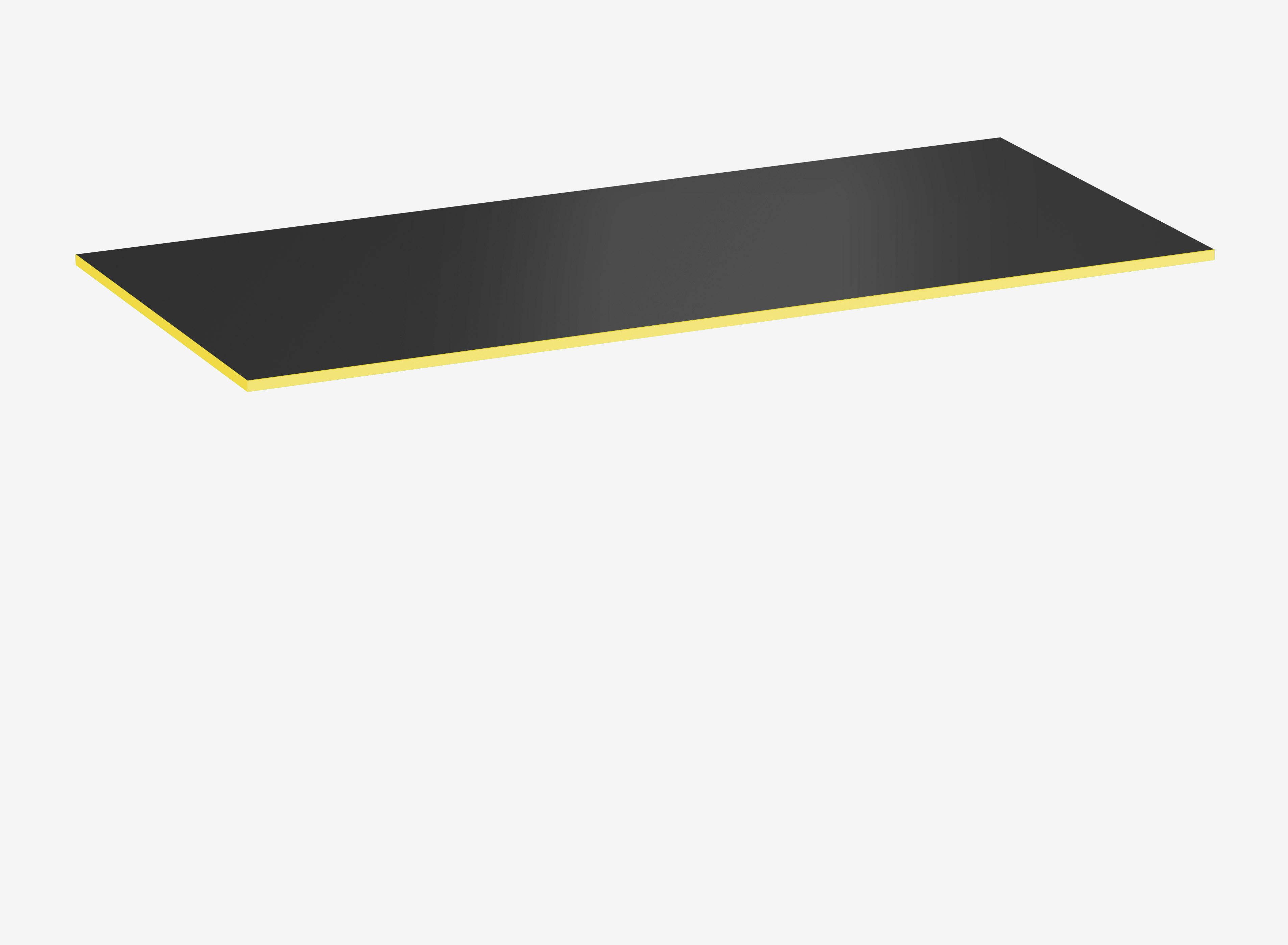 Gamingtischplatte Rechteck, Schwarz, Silk Touch, 1600 x 800 x 19 mm, Kante Yellow Cab