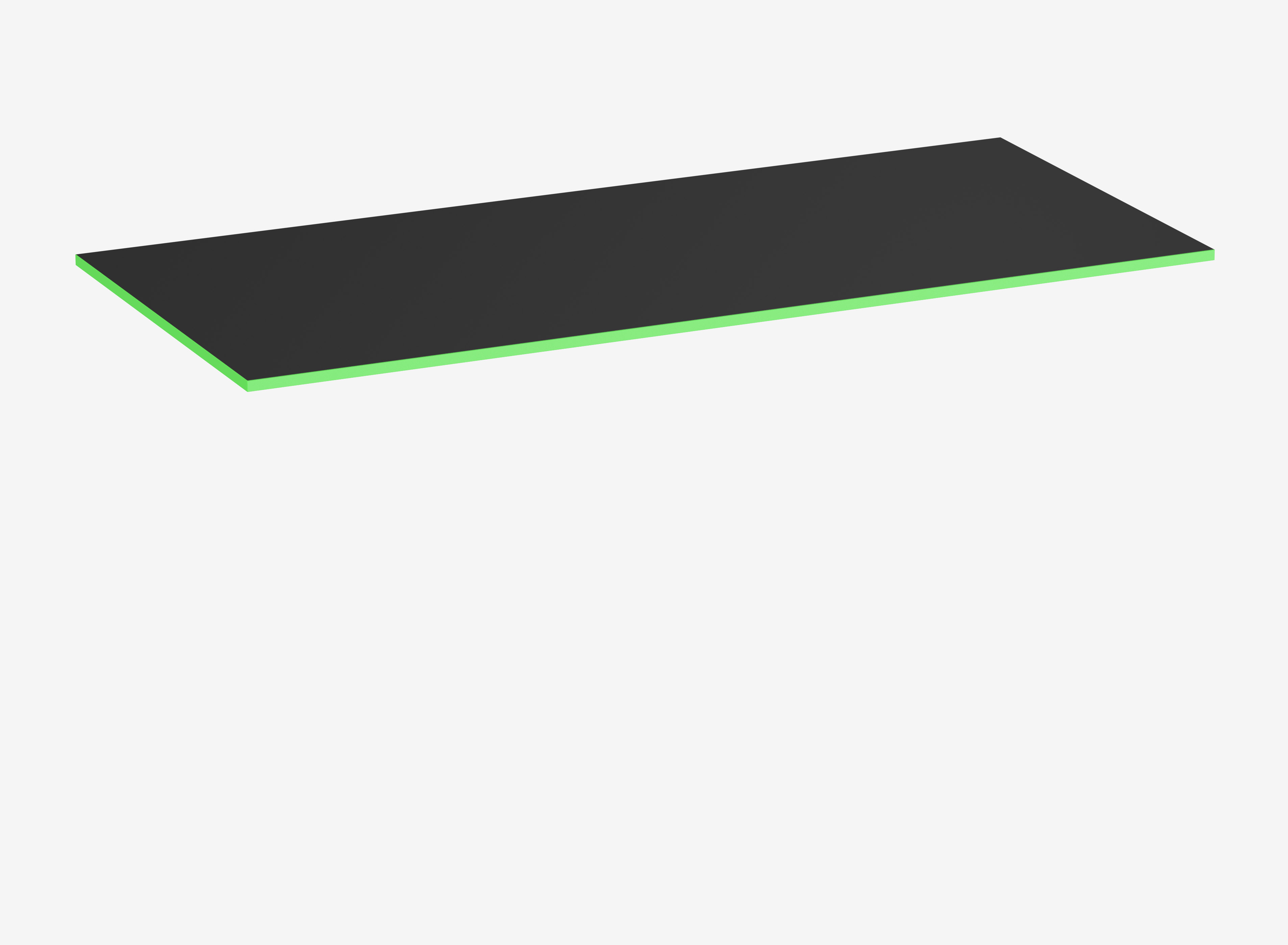 Gamingtischplatte Rechteck, Schwarz, Klassik, 1600 x 800 x 19 mm, Kante Acid Green