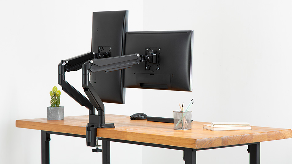 Braccio per monitor con pressione a gas Dual - nero