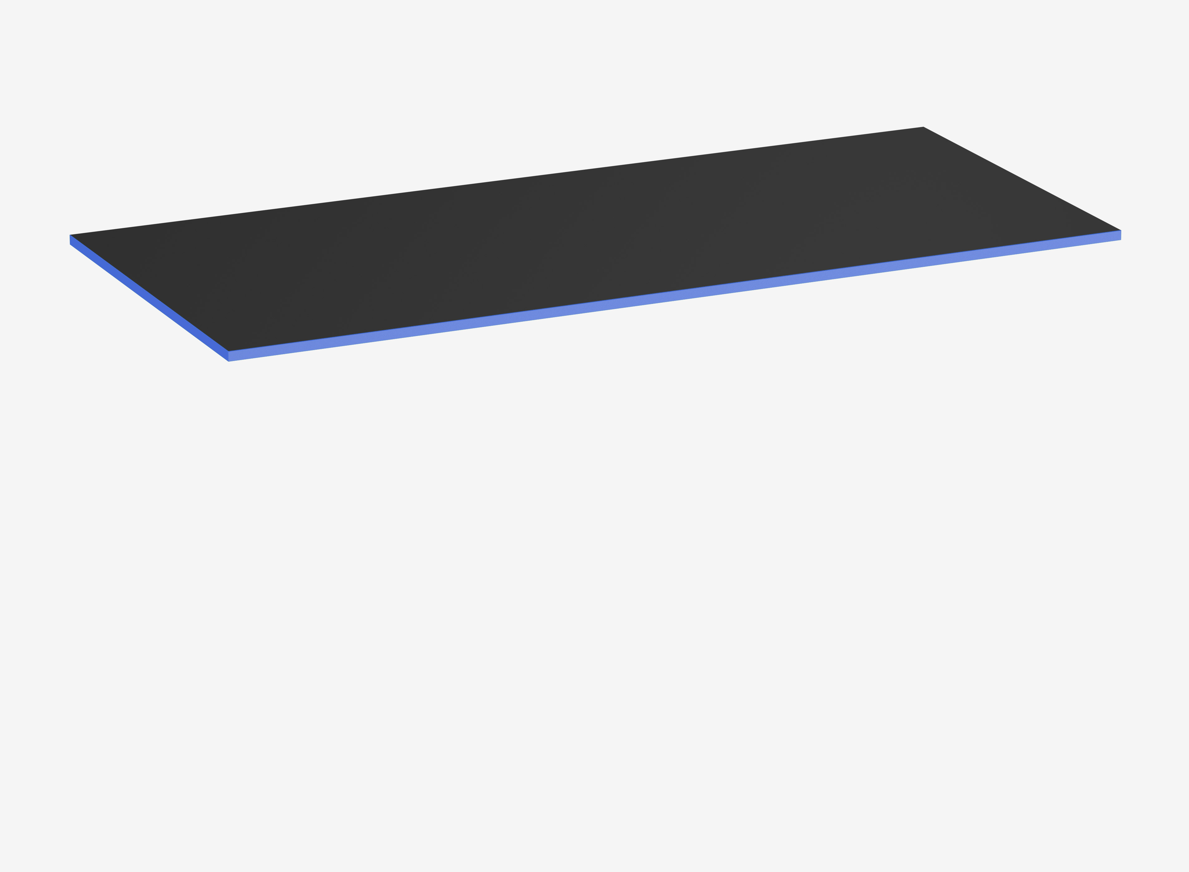 Gamingtischplatte Rechteck, Schwarz, Klassik, 1800 x 800 x 19 mm, Kante Royal Blue