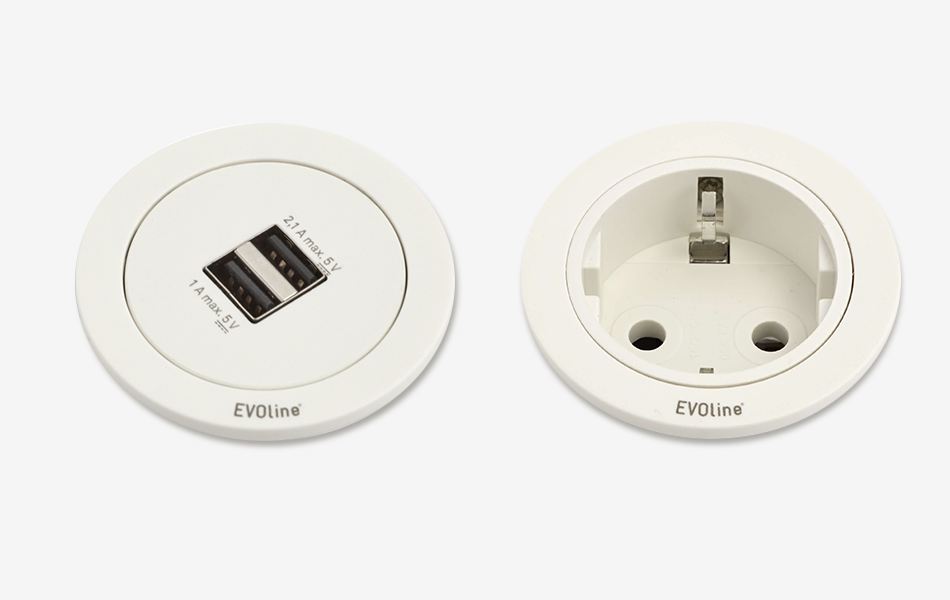 EVOline One Steckdose / USB Lader mit Berührungsschutz