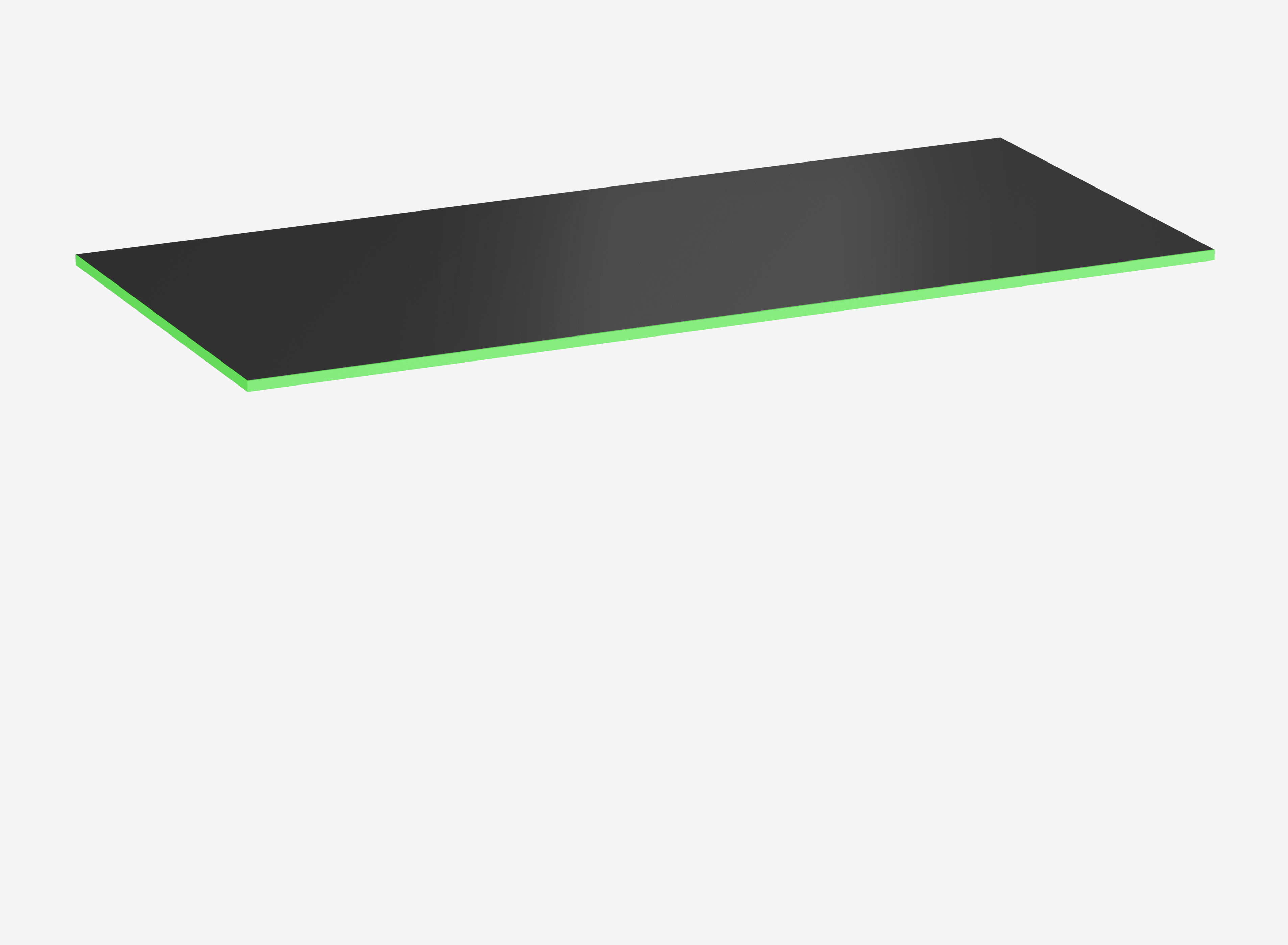 Gamingtischplatte Rechteck, Schwarz, Silk Touch, 1600 x 800 x 19 mm, Kante Acid Green